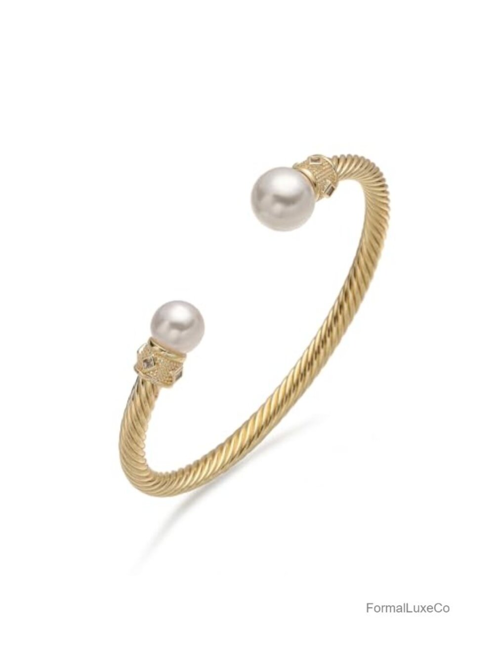 14K Gold Plated Twisted Cable Wire Cuff Bracelet Adjustable Bangle with CZ